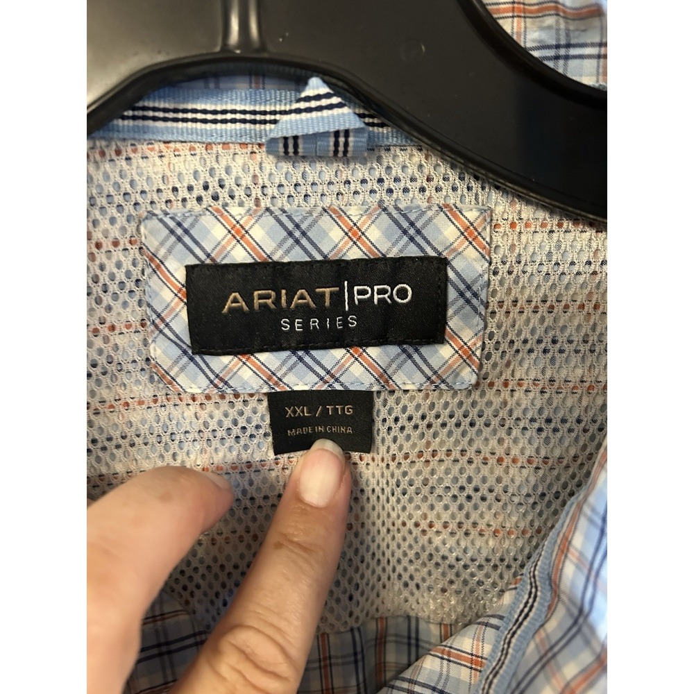 Ariat Pro Series Western Shirt Mens XXL Blue Plaid Long Sleeve Button Down - Picture 7 of 8